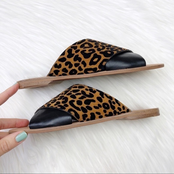 New DVF Bailie Suede Leather Leopard Slide Sandals - Picture 6 of 13
